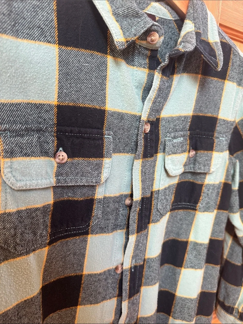 Tea Collection Black and Teal Plaid Button-Down Shirt